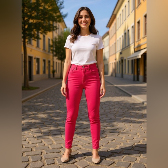 Karen Kane Denim - Karen Kane Red skinny Jean size 14 high rise cotton spandex stretch five pockets